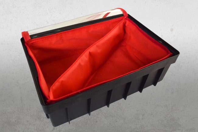 cassette plastica con divisori tessuti